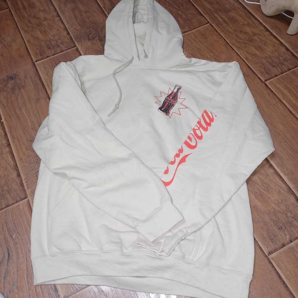 Coca Cola Off-White Hoodie with Red Logo